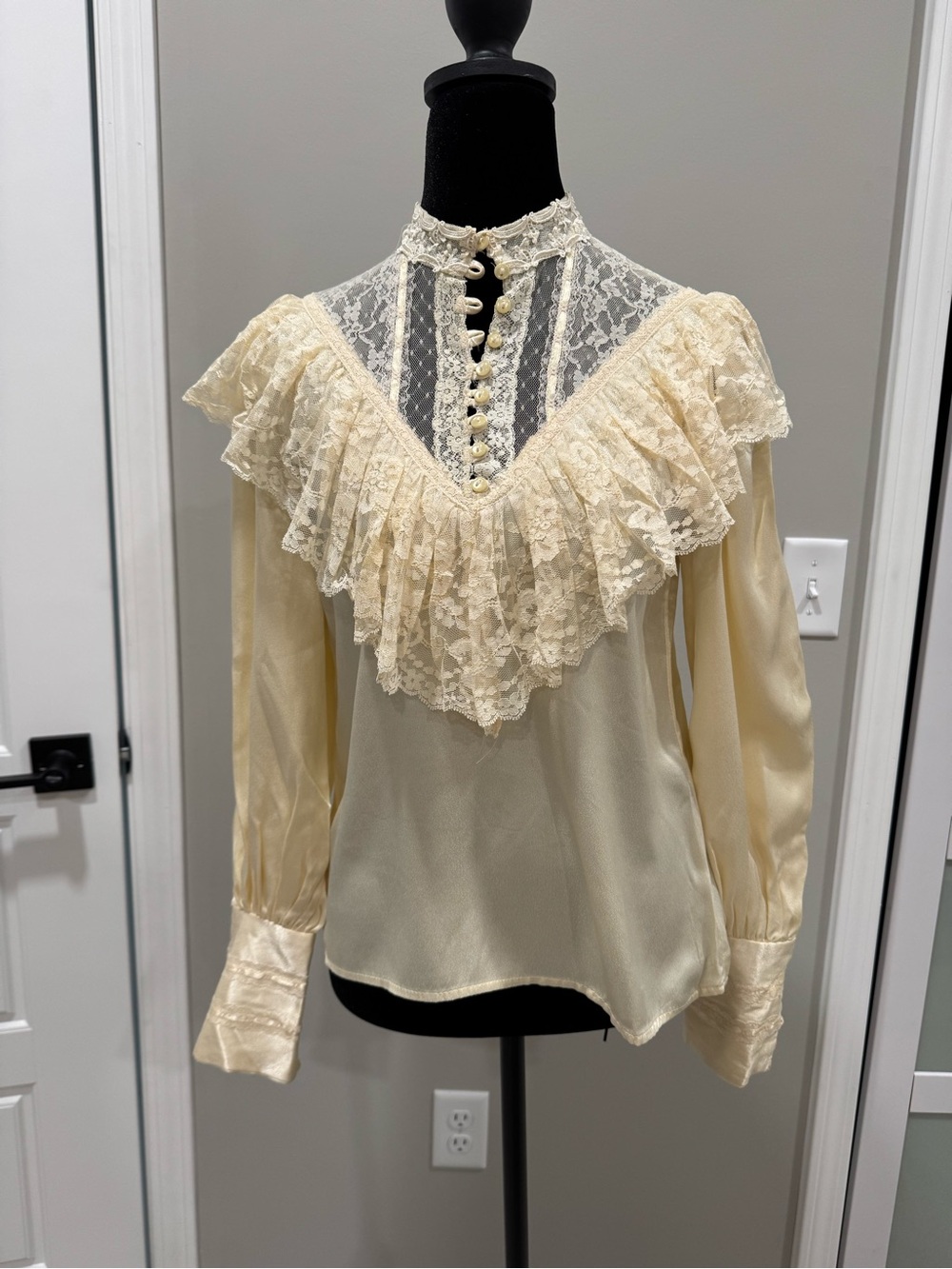 Victorian Lace Ruffle Blouse in Cream — Women's Elegant Top